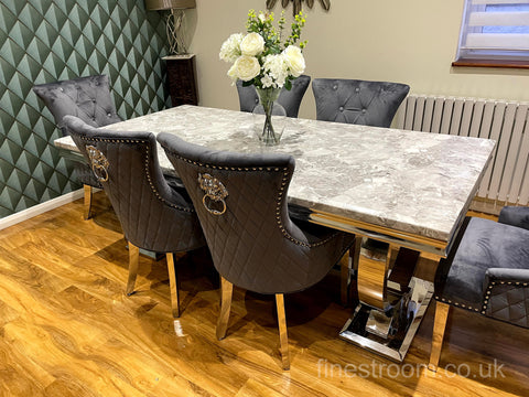Grey Ariana Dining Table With Dark Grey Majestic Chairs