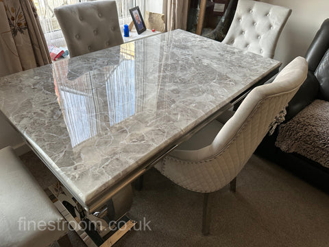 Grey Ariana Dining Table With Silver Majestic Chairs