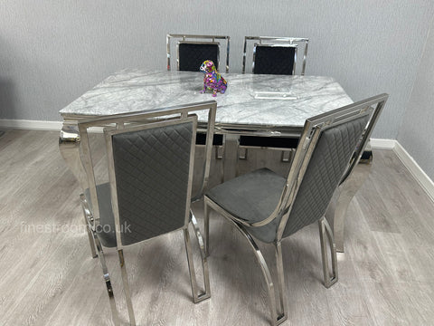 Grey Louis Dining Table With Windsor Chairs