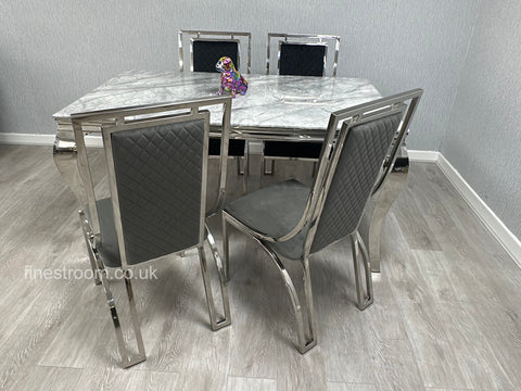Grey Louis Dining Table With Windsor Chairs