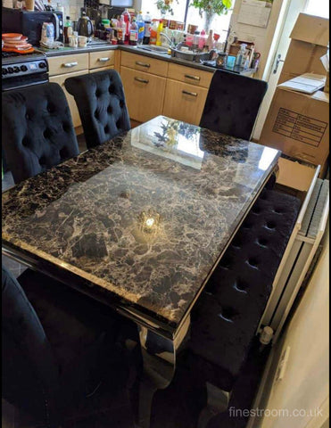 Black Louis Dining Table With Black Sofia Chairs