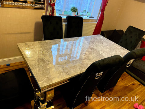 Grey Ariana Dining Table with Black Sofia Chairs