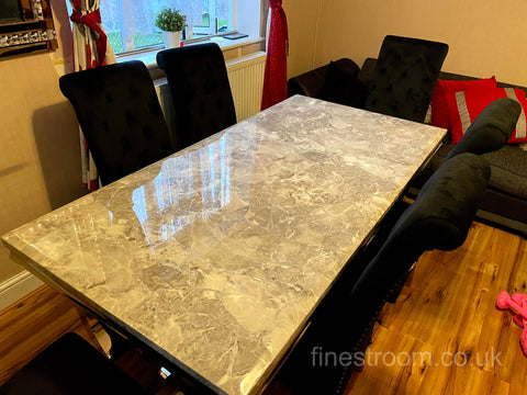 Grey Ariana Dining Table with Black Sofia Chairs