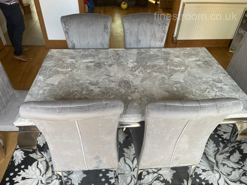 Grey Louis Dining Table With Light Grey Nicole Chairs