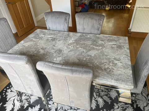 Grey Louis Dining Table With Light Grey Nicole Chairs