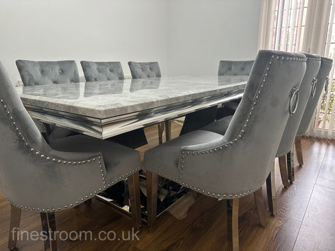 Grey Arial Dining Table With Dark Grey Valencia Chairs