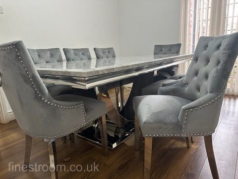 Grey Arial Dining Table With Dark Grey Valencia Chairs