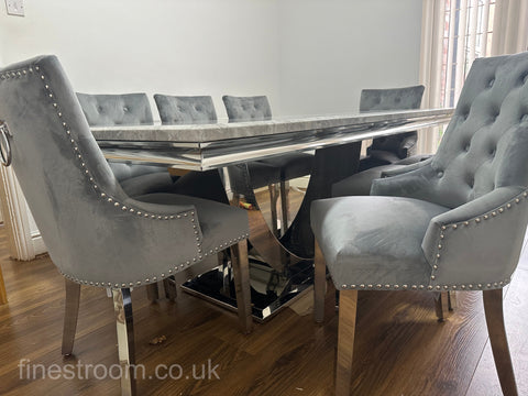 Grey Arial Dining Table With Dark Grey Valencia Chairs