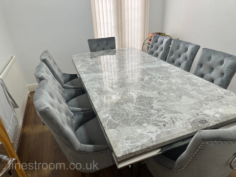 Grey Arial Dining Table With Dark Grey Valencia Chairs