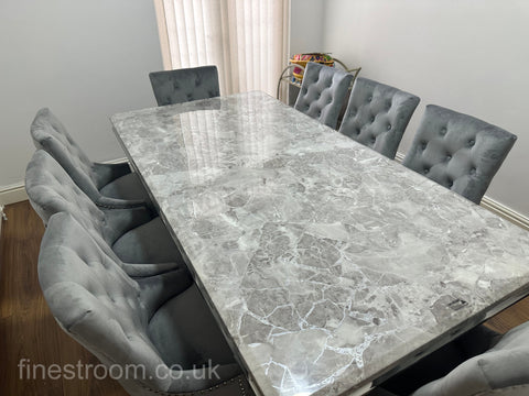 Grey Arial Dining Table With Dark Grey Valencia Chairs