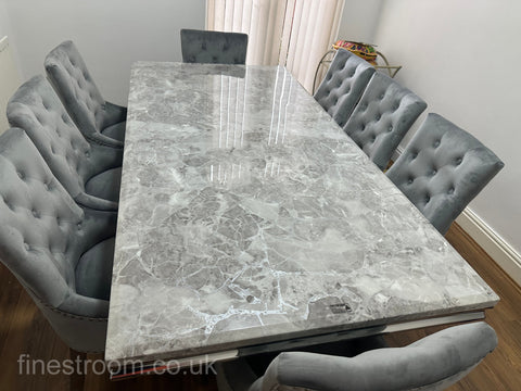Grey Arial Dining Table With Dark Grey Valencia Chairs
