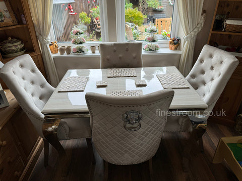 Cream Louis Chrome  with Mink Majestic Chairs