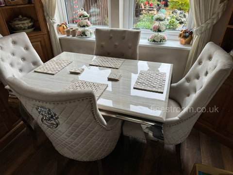 Cream Louis Chrome  with Mink Majestic Chairs
