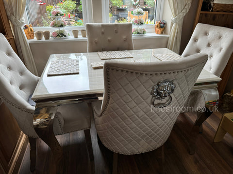 Cream Louis Chrome  with Mink Majestic Chairs