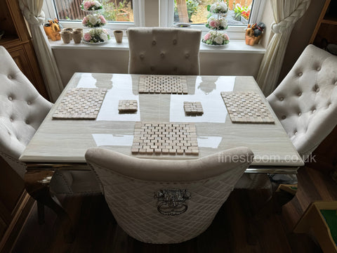 Cream Louis Chrome  with Mink Majestic Chairs