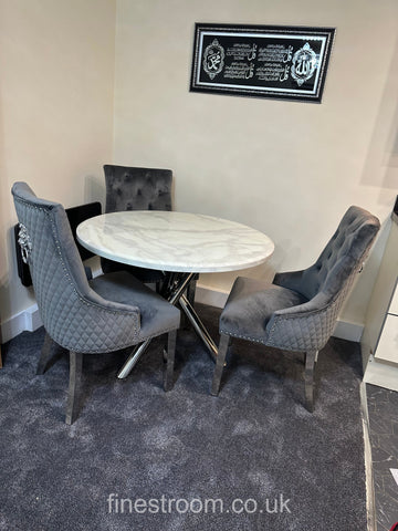 1M Round Paris Table with Dark Grey Majestic Chairs