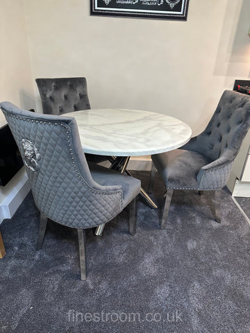 1M Round Paris Table with Dark Grey Majestic Chairs