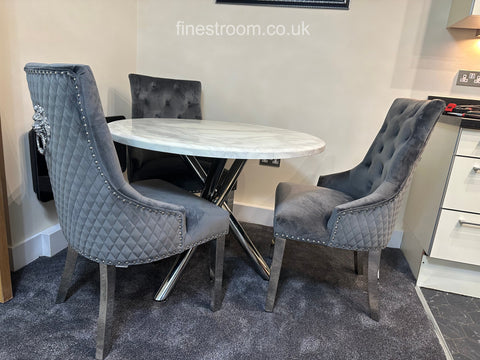 1M Round Paris Table with Dark Grey Majestic Chairs