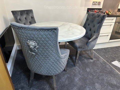 1M Round Paris Table with Dark Grey Majestic Chairs