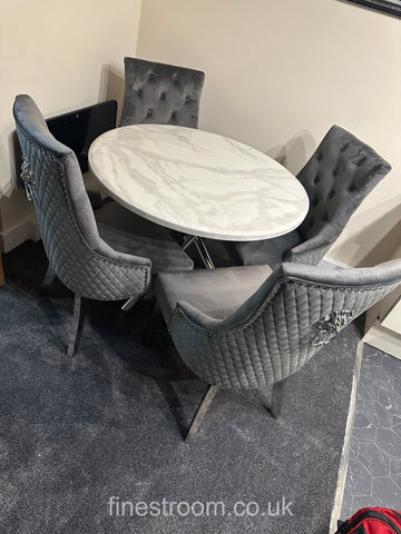 1M Round Paris Table with Dark Grey Majestic Chairs