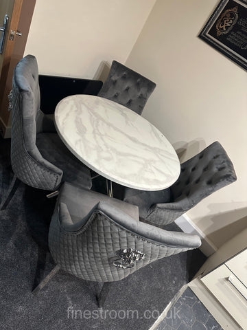 1M Round Paris Table with Dark Grey Majestic Chairs