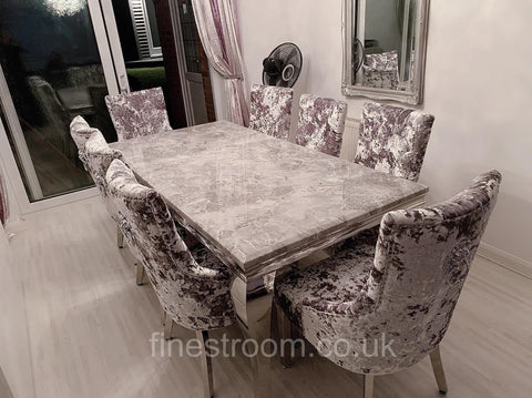 Grey Louis Chrome Dining Table With Crush Majestic Chairs