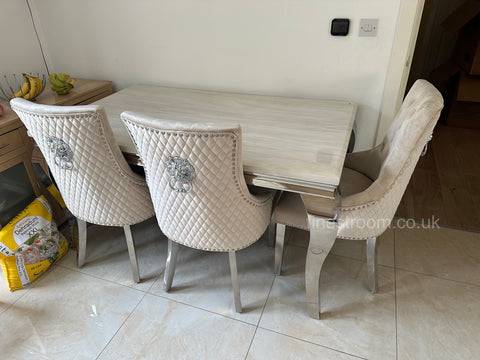 Cream Louis Chrome  with Mink Majestic Chairs