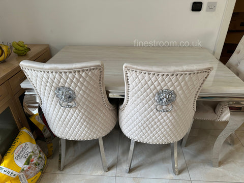 Cream Louis Chrome  with Mink Majestic Chairs