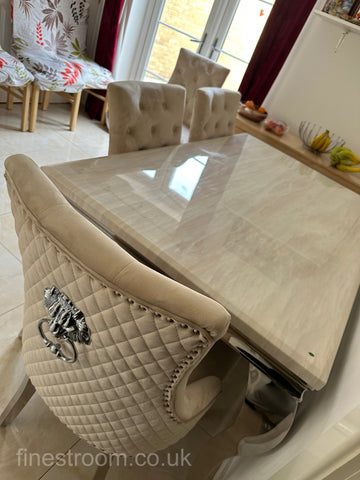Cream Louis Chrome  with Mink Majestic Chairs