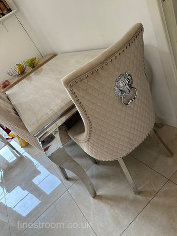 Cream Louis Chrome  with Mink Majestic Chairs