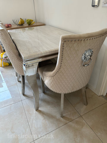 Cream Louis Chrome  with Mink Majestic Chairs