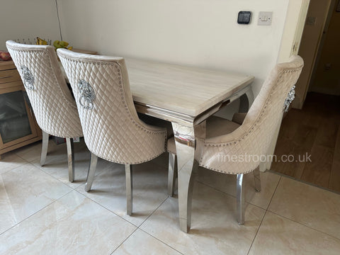 Cream Louis Chrome  with Mink Majestic Chairs
