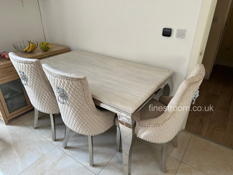 Cream Louis Chrome  with Mink Majestic Chairs