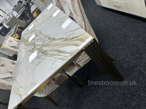 Kata Gold Mayfair Table with Mink Gold Roma Chairs