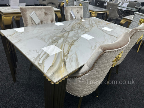 Kata Gold Mayfair Table with Mink Gold Roma Chairs