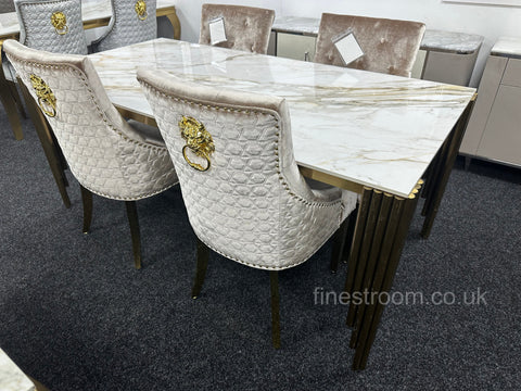 Kata Gold Mayfair Table with Mink Gold Roma Chairs