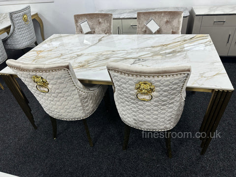 Kata Gold Mayfair Table with Mink Gold Roma Chairs