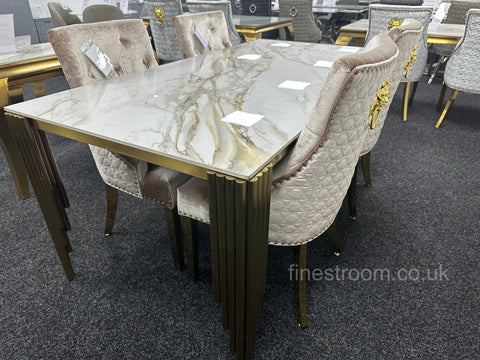 Kata Gold Mayfair Table with Mink Gold Roma Chairs