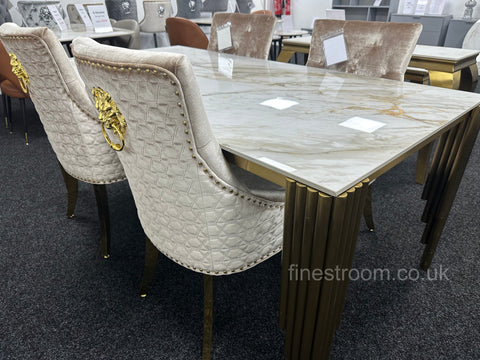 Kata Gold Mayfair Table with Mink Gold Roma Chairs