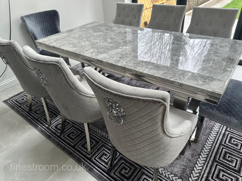 Grey Ariana Dining Table With Light Grey Majestic chairs