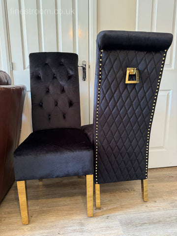 Black Gold Ravello Dining Table With Black Gold Sofia Chairs