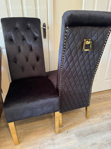 Black Gold Ravello Dining Table With Black Gold Sofia Chairs