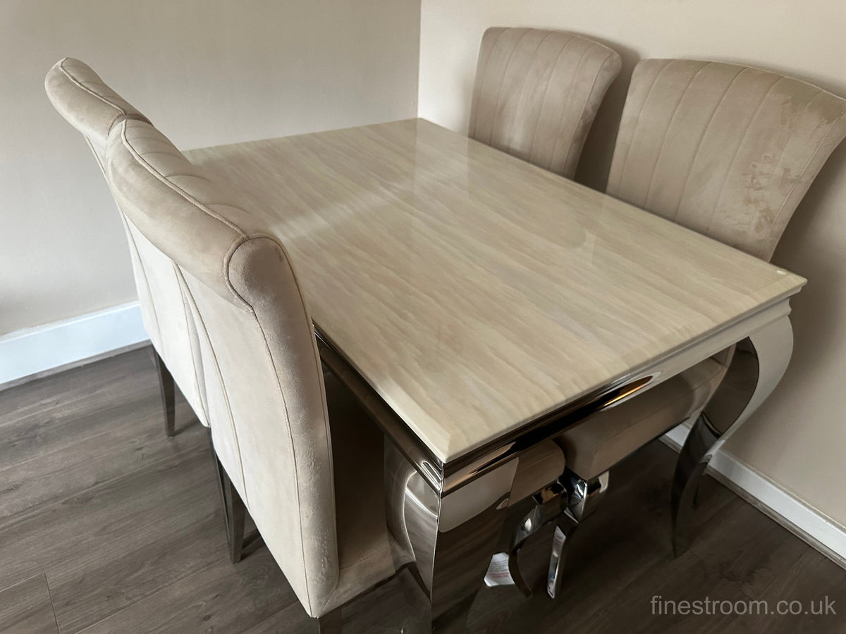 Cream Louis Dining Table With Cream Armenia Chairs