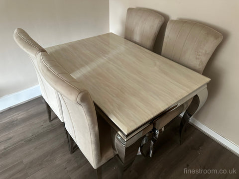 Cream Louis Dining Table With Cream Armenia Chairs