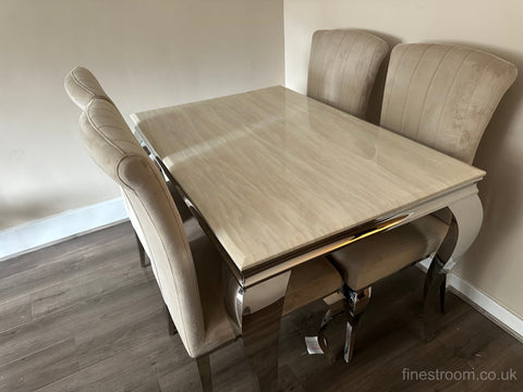 Cream Louis Dining Table With Cream Armenia Chairs