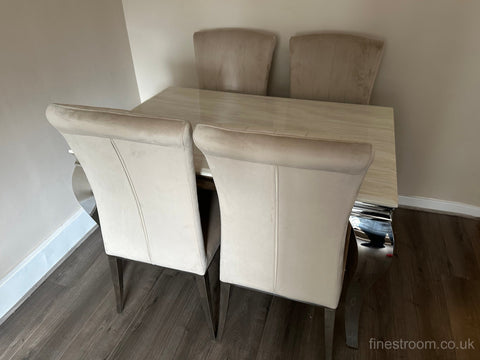 Cream Louis Dining Table With Cream Armenia Chairs