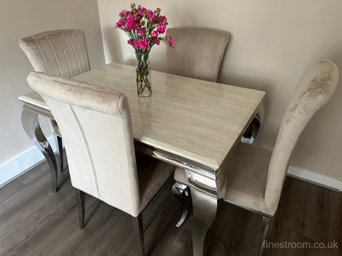 Cream Louis Dining Table With Cream Armenia Chairs