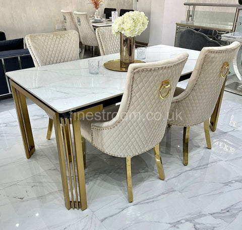 White Sorrento Dining Table With Majestic Chairs