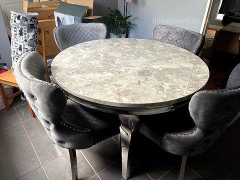1.3m Round Grey Louis with Dark Grey Valentino