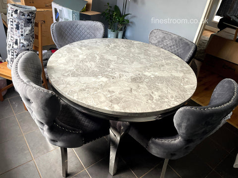 1.3m Round Grey Louis with Dark Grey Valentino